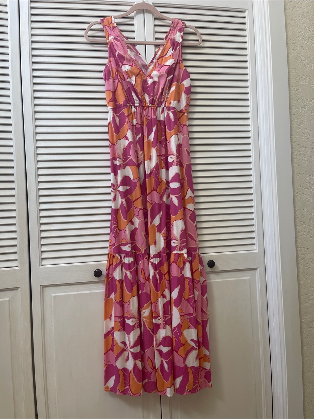 Jopane Tropical Print Dress - Orange & Pink Floral